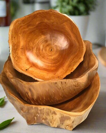 Artisan Crafted Natural Wood Bowl for Salads and Desserts - Distinctive Fruit Serving Tray for Home and Gifting