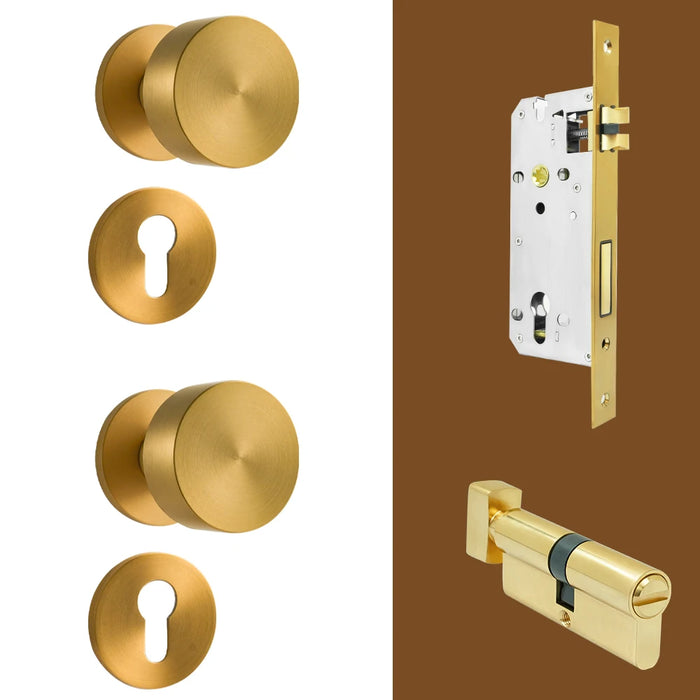 Whisper Brass Room Door Handle with Silent Lock - Elegant Brass Knob for Stylish Interior Upgrades