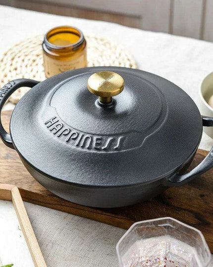 Versatile 21cm Enamel-Coated Cast Iron Stew Pot for Low-Pressure Cooking