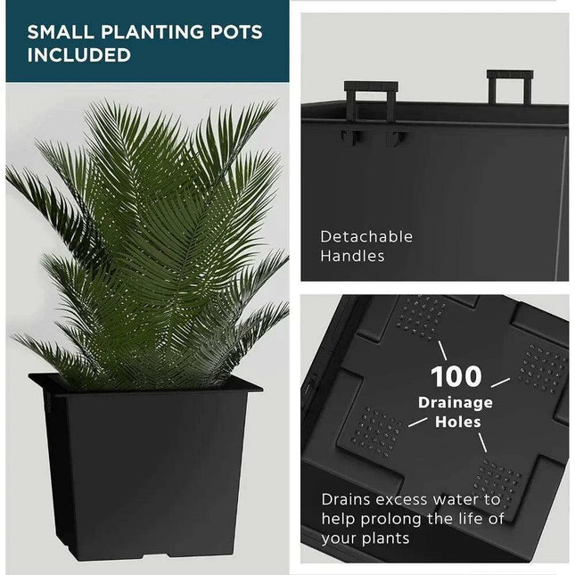 Sleek Black Tall Planters Set - 24-Inch Outdoor Flower Pot Collection