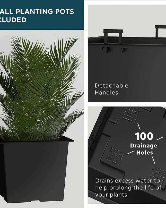 Sleek Black Tall Planters Set - 24-Inch Outdoor Flower Pot Collection