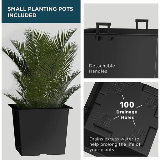 Modern Black Tall Planters Set of 2 - 24 Inch Outdoor Flower Pot Duo