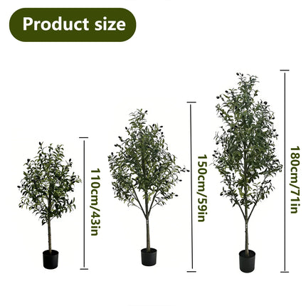 110/150/180cm Artificial Olive Tree, Tall Faux Plant With Black Pot, For Home Office Living Room Floor Decor, No Maintenance 110-150-180cm-artificial-olive-tree-tall-faux-plant-with-black-pot-for-home-office-living-room-floor-decor-no-maintenance