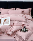 Pink / Queen Size 4pcs / Fitted Bed Sheet