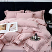 Pink / Queen Size 4pcs / Fitted Bed Sheet