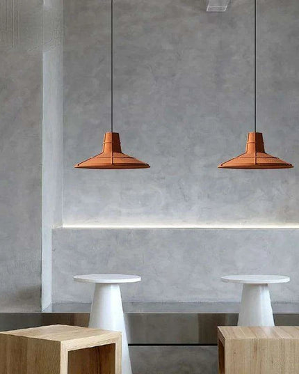 Retro-Inspired Orange Concrete Pendant Light for Contemporary Interiors