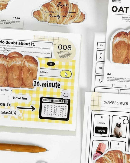 Charming Kawaii Bread & Brew Sticky Notes: Playful Memo Pad Collection