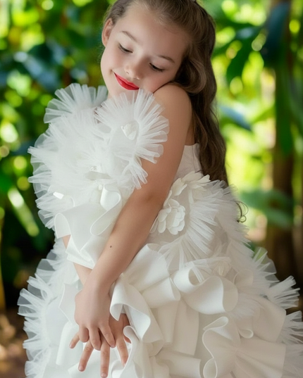 Eid Celebration Luxury One-Piece Dress for Young Girls - Elegant Birthday Party Outfit