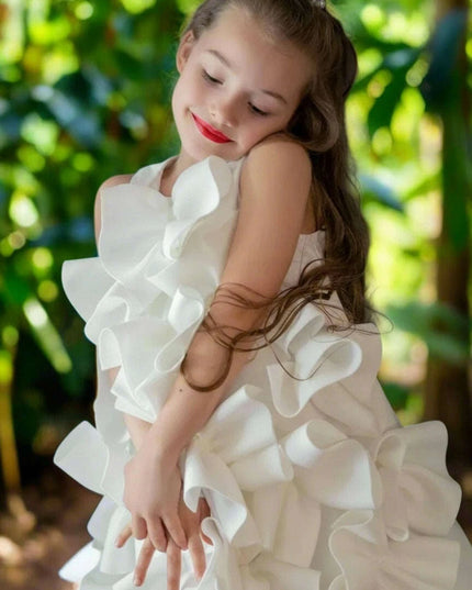 Eid Celebration Luxury One-Piece Dress for Young Girls - Elegant Birthday Party Outfit