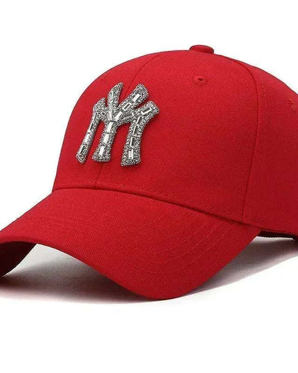 Diamond-Embellished Cotton Baseball Cap with Adjustable Fit