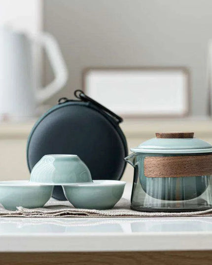 Zen Tea Ritual Travel Kit - Elegant Teapot, Cups, and Bowl Set for Tea Lovers on the Go
