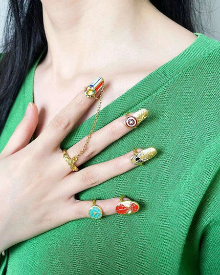 Avengers-Inspired Chic Nail Rings - Trendy Korean Jewelry Set for Fashion-Forward Women