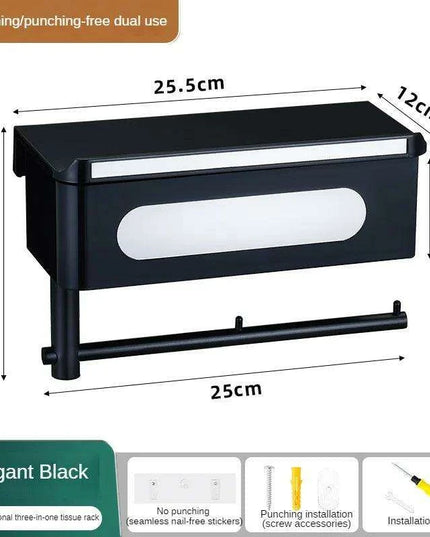 Wall-Mounted Rotating Tissue Paper Holder with Built-in Storage Organizer