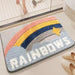 Colorful Absorbent Bathroom Mat with Rainbow Pattern - Luxurious Faux Cashmere Non-Slip Rug