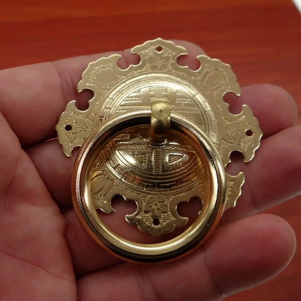 Brass No-Drill Drawer Pull Small Vintage Circle Ring Handle for Furnit