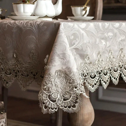 European Luxury Embroidered Tablecloth Dining Cover Polyester