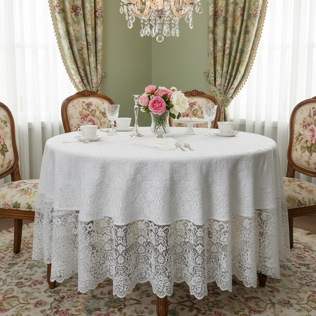 European Luxury Embroidered Tablecloth Polyester Dining Cover For Elegant Tables