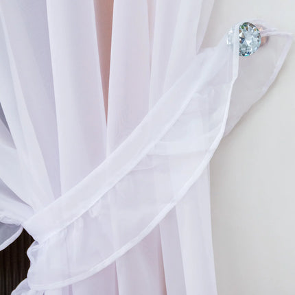 European Minimalist White Sheer Curtain — Pleated Tape, 2 Sizes