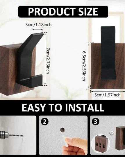 Stylish Solid Walnut Wood Wall-Mounted Coat Rack with Heavy-Duty Hooks for Home Organization