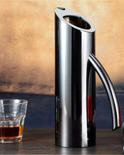 Stylish Stainless Steel Beverage Pitcher with Ice Guard and Divided Wine Insert - High Quality and Fast Shipping