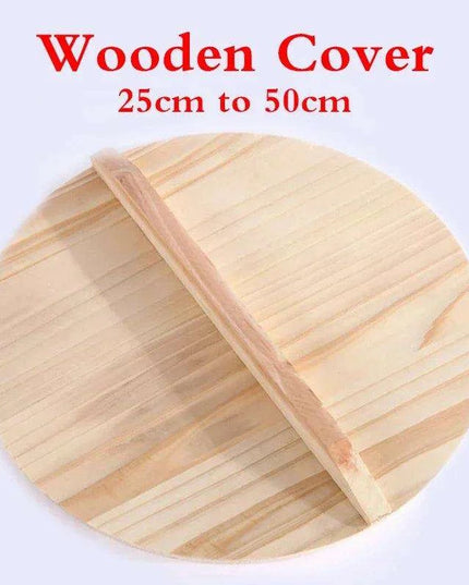 Artisan-Made Rustic Wooden Lid with Iron Handle for Cookware