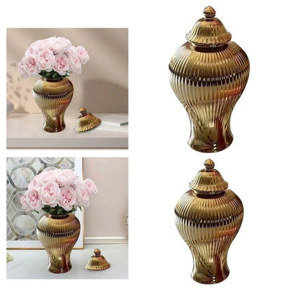 Elegant Ceramic Vase and Ginger Jar Set: Chic Home Decor and Functional Storage