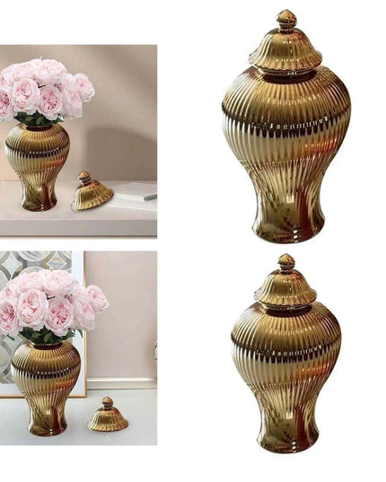 Elegant Ceramic Vase and Ginger Jar Set: Chic Home Decor and Functional Storage