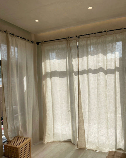 Custom Natural Linen Curtains with Breathable Tulle - Elevate Your Living Space Chic
