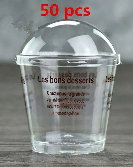 Elegant Clear Dessert Cup Collection with Lids and Scoops - Perfect for Ice Cream, Yogurt, and Mousse