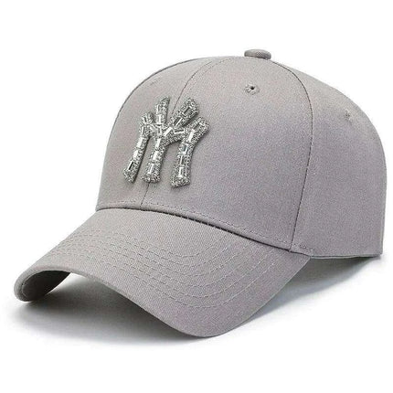 Diamond-Embellished Cotton Baseball Cap with Adjustable Fit