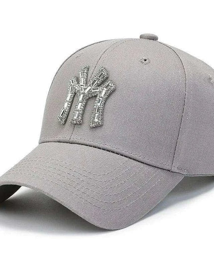 Diamond-Embellished Cotton Baseball Cap with Adjustable Fit