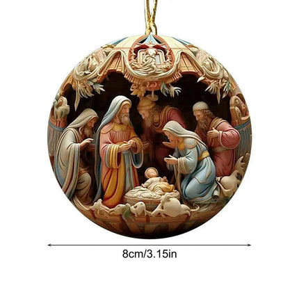 Elegant Acrylic Jesus Nativity Family Christmas Tree Decor Ornament Set