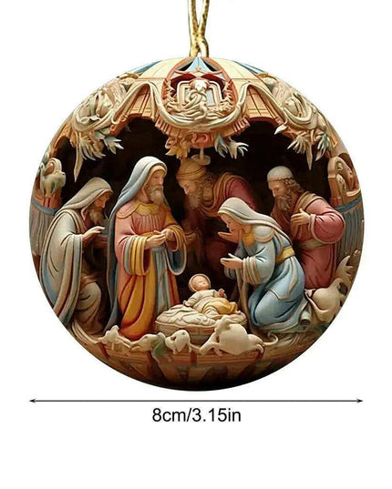 Elegant Acrylic Jesus Nativity Family Christmas Tree Decor Ornament Set