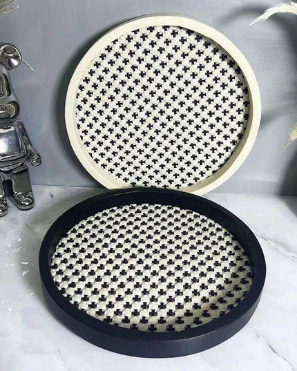 Elegant Velvet Leather Round Storage Tray: Chic Organizer for Jewelry and Cosmetics