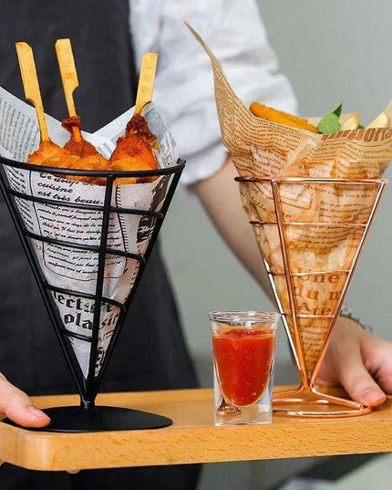 Stainless Steel Snack and Fry Holder with Sauce Cup - Your Ultimate Snacking Companion