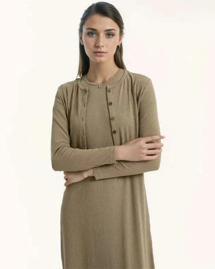 Fall Women's Cardigan and Maxi Dress Ensemble with Sleeveless Top Set of 2