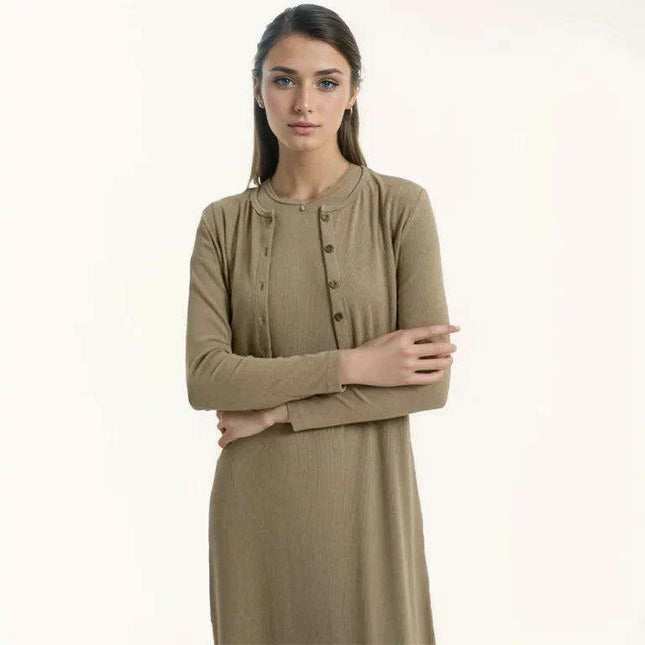 Fall Women's Cardigan and Maxi Dress Ensemble with Sleeveless Top Set of 2