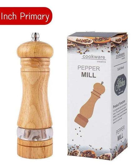 Vintage Handcrafted Wooden Spice Mill Set - 6-Inch Gourmet Salt and Pepper Grinders