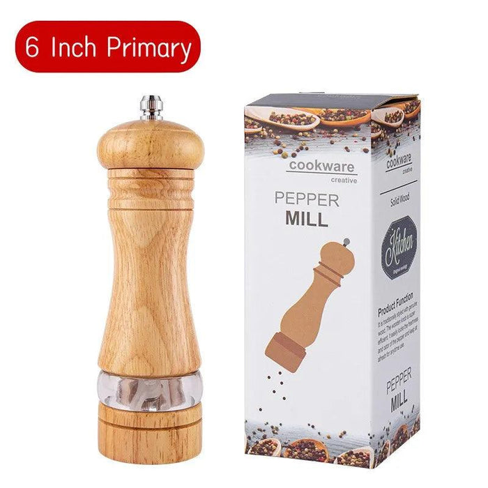 6-Inch Classic Retro Solid Wood Salt and Pepper Mill Set - Premium Manual Grinder for Gourmet Seasonings