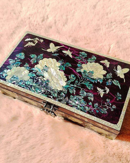 Elegant Mother of Pearl Jewelry Chest - Artisanal Wooden Organizer