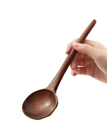 Elegant Japanese Artisan Wooden Soup Spoon with Extended Handle for Fine Dining