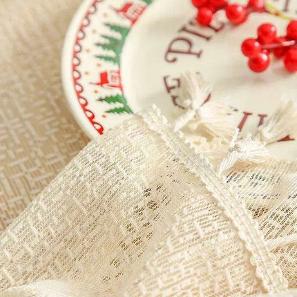Festive Jingle Bell Embroidered Table Flag for Elegant Christmas Dining Decor