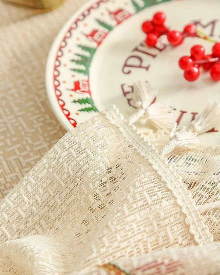 Festive Jingle Bell Embroidered Table Flag for Elegant Christmas Dining Decor