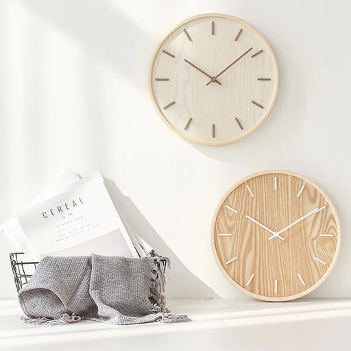 Elegant Japanese-Style Wooden Quartz Wall Clock