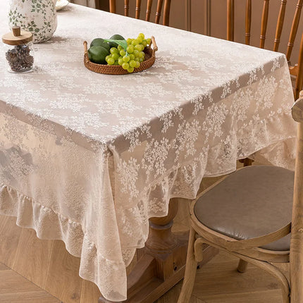 French Embroidered Lace Tablecloth – Floral Hollow Design