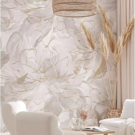 3D Abstract Feather & Flower Mural Wallpaper — Custom Size
