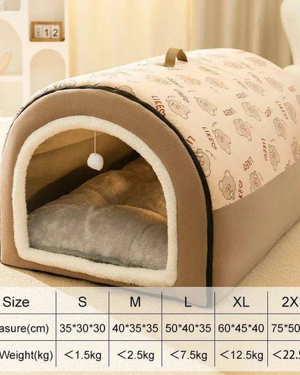 Winter Cozy Cave Bed for Pets - Snuggle Spot for Cats and Dogs