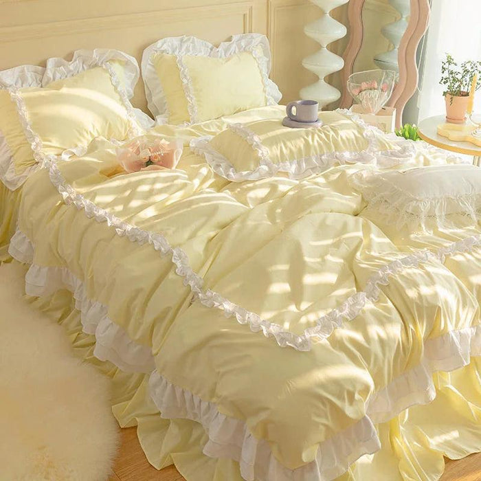 Sumptuous Korean-Style Washed Cotton Bedding Ensemble with Elegant Envelope Pillowcase Design