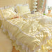 Luxurious Korean-Inspired Bedding Ensemble with Quilt Cover, Pillowcases, and Flat Sheets