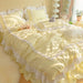 Elegant Korean-Inspired Bedding Set with Quilt Cover, Pillowcases, and Flat Sheets